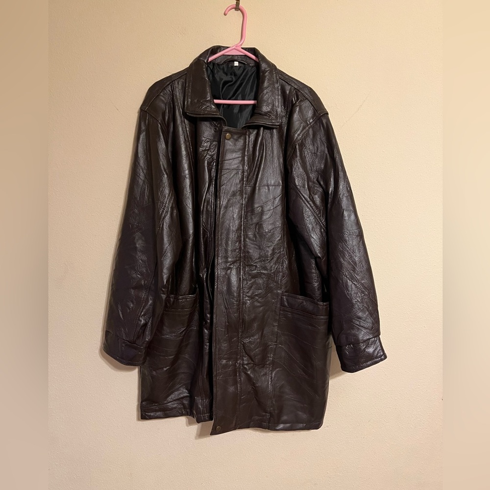 M Collection Men's Vintage Leather Coat Size XXL